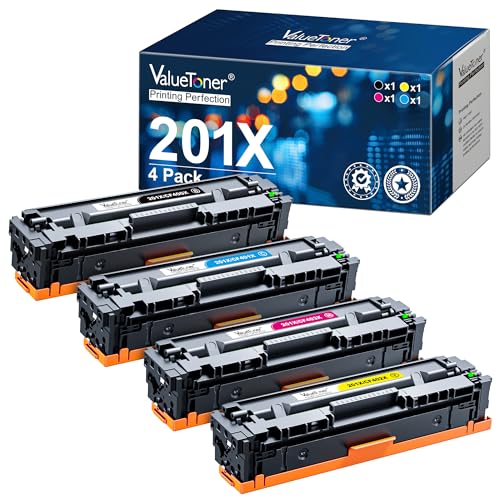 Valuetoner Compatible Toner Cartridges Replacement for HP 201X 201A CF400X CF401X CF402X CF403X High Yield for Color Laserjet Pro MFP M277dw M252dw M277 M252 M277n M252n (Black Cyan Magenta Yellow)