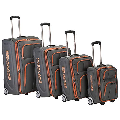 Rockland Polo Equipment Varsity Softside Upright Luggage, Charcoal, 4-Piece Set (18/22/26/30)