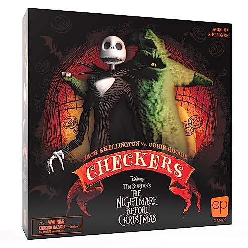 Disney Tim Burton’s The Nightmare Before Christmas Checkers | Featuring Jack Skellington vs. Oogie Boogie | Officially Licensed Disney Game | Collectible 2-Player Game | Ages 6+