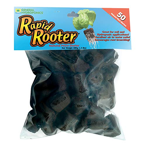 General Hydroponics Rapid Rooter, Starter Plug for Seeds or Cuttings, Great for Soil or Hydroponics Growing System, 50 Plugs