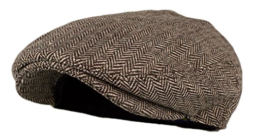 Wonderful Fashion Men's Classic Herringbone Tweed Wool Blend Newsboy IVY Hat (Brown, LXL)