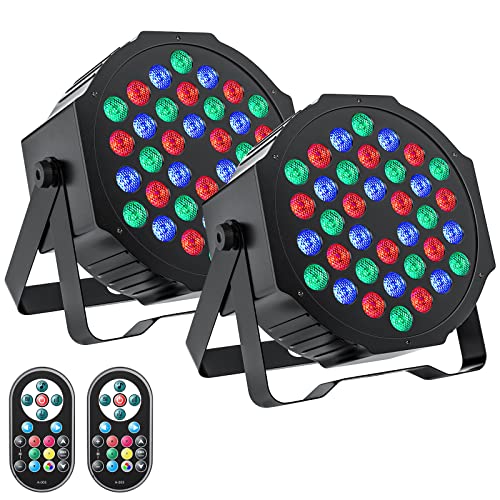 U`King LED Par Lights DJ Stage Light Corded RGB 36 LED with Sound Activated Remote Control DJ Uplighting for Wedding Party Club Christmas Stage Lighting (2 Packs)