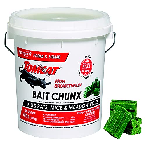 Tomcat With Bromethalin Bait Chunx Pail, Pest Control for Agricultural Buildings and Homes, Kill Rats and Mice, 4 lbs.