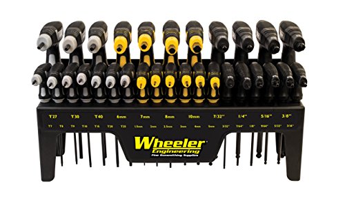 Wheeler 30 Piece SAE/Metric Hex and Torx P-Handle Set for Pistol Rifle Handgun Gunsmithing Rebuild and Maintenance, Black, Yellow, Gray