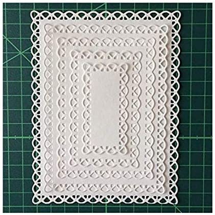 Nested Stitched Scallop Rectangle Frame Cutting Dies, Metal Cutting Dies Stencils DIY Etched Dies Craft Paper Card Making Scrapbooking Embossing 10.7X13.9 cm (Rectangle Frame)