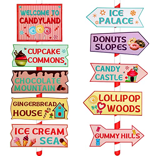 Gejoy 20 Pieces Candyland Party Decorations Candy Land Party Welcome Sign Donut Party Supplies for Birthday Party Baby Shower Decor (Cardstock)
