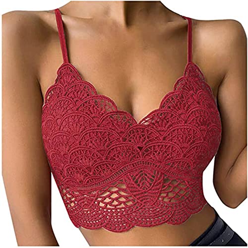 Tuianres Lace Bralettes for Women Sexy Deep V Neck Full-Coverage Wireless Bra Comfort Lightly Padded Push Up Bra No Underwire