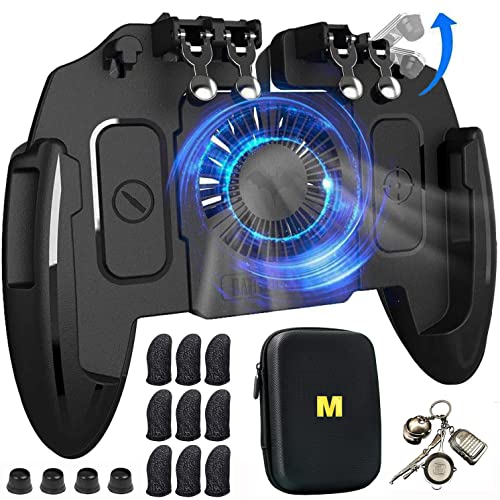 Mikirini Mobile Game Controller with Cooling Fan for PUBG/Fortnite/Call of Duty, Mobile Game Trigger Joystick Gamepad for 4-6.5' iOS & Android Phone