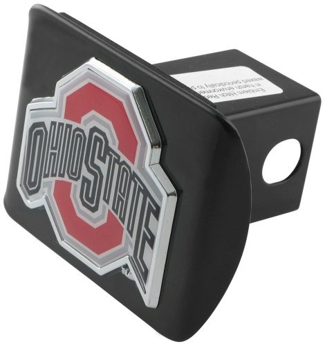 Ohio State University Buckeyes'Black with Color'O' Emblem' Metal Trailer Hitch Cover Fits 2 Inch Auto Car Truck Receiver with NCAA College Sports Logo