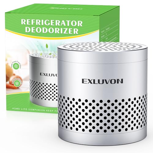 Exluvon Fridge Deodorizer, Lasts for 10 Years Refrigerator Deodorizer Odor Eliminator, Kitchen Gadgets Odor Absorber, More Effective Than Baking Soda and Bamboo Charcoal Air Purifying Bag, Silver
