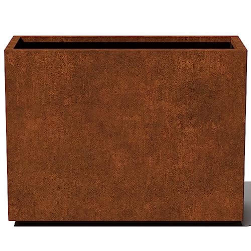 Veradek Corten Steel Series Span Planter - Tall Rectangular Metal Planter for Outdoor Porch/Patio | Naturally Rusting Steel for All-Weather Use | Modern Rustic Décor for Tall Plants, Flowers, Trees