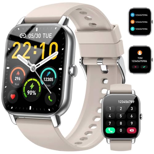 Smart Watch (Answer/Make Calls), 1.85' Smart Watches for Men Women 110+ Sport Modes Fitness Watch with Sleep Heart Rate Monitor, Pedometer, IP68 Waterproof Activity Trackers for iOS Android Smartwatch