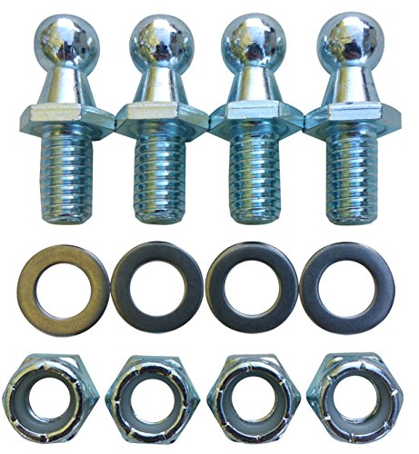 (4 Pack) 10mm Ball Studs with Hardware - 5/16-18 Thread x 1/2' Long Shank - Gas Lift Support Strut Fitting