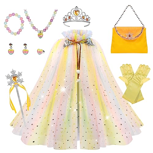 Meland Princess Dress up Clothes for Little Girl, 11Pcs Princess Cape with Crown,Princess Dresses for Girl 3-8 Birthday Gift