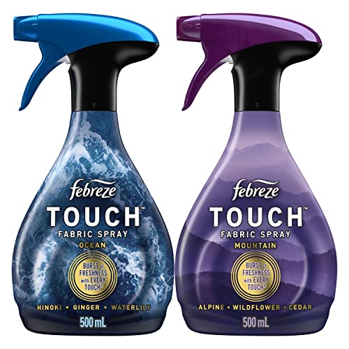 Febreze Touch Fabric Spray, Sneaker Balls Alternative, Couch Cleaner, Refresher Ocean & Mountain, 16.9 oz, Pack of 2,33.8 Fl Oz