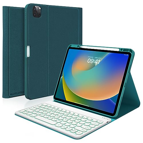 iPad Pro 12.9 inch Case with Keyboard Compatible for iPad 12.9-inch 2022/2021/2020 (6th/5th/4th Gen) with Pencil Holder,Smart Folio Tablet Cover with 7 Color Backlit Detachable Wireless Keyboard