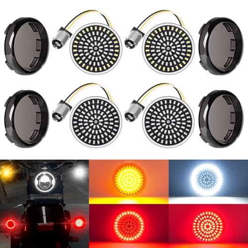 Benlari 1157 LED Turn Signals Front Rear 81 LED Lights Super Bright Bulbs Lens Covers Kit 1986-2024 Compatible for Harley Davidson Touring Dyna Softail Sportster Street Glide Road Glide Iron 883