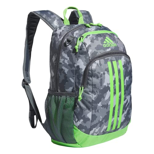 adidas Creator 2 Backpack, Essential Camo Grey/Lucid Lime Green/Onix Grey, One Size