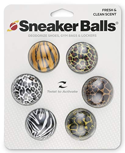 Sof Sole Sneaker Balls Shoe, Gym Bag, and Locker Deodorizer, 6 Pack, Jungle Animals