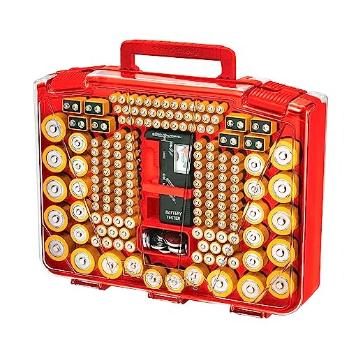 Battery Organizer Storage Case with Tester - Keep Your Batteries Secure and Organized | Stores & Protects Up to 250 Batteries | Easy Access and Convenient Battery Testing