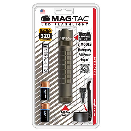 Maglite Mag-Tac LED 2-Cell CR123 Flashlight - Crowned-Bezel, Foliage Green - SG2LRB6