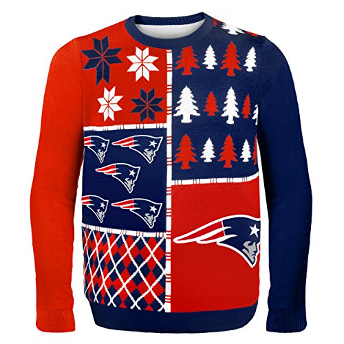 FOCO NFL New England Patriots BUSY BLOCK Ugly Sweater, X-Large