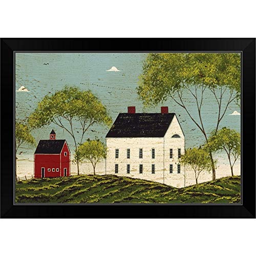 House with Dark Blue Sky Black Framed Art Print, Countryside Artwork