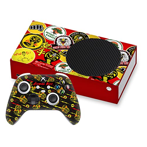 Head Case Designs Officially Licensed Cobra Kai Mixed Logos Iconic Vinyl Sticker Gaming Skin Decal Cover Compatible with Xbox Series S Console and Controller Bundle