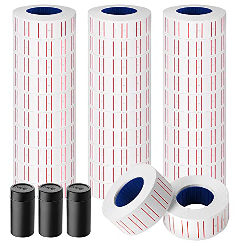 30 Rolls 15000pcs White Price Gun Labels for Mx-5500 Labeller White Pricemarker Stickers Plus 3 Piece Refill Ink Rolls