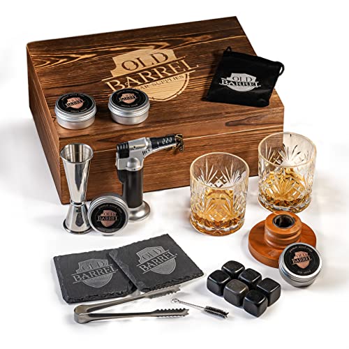 Cocktail Smoker Kit with Torch-4 Flavors Wood Chips-Old Fashioned Cocktail Kit-Premium Whiskey Smoker-Perfect Bourbon Gifts for Men-Bourbon Smoker (Without Butane) (Large)