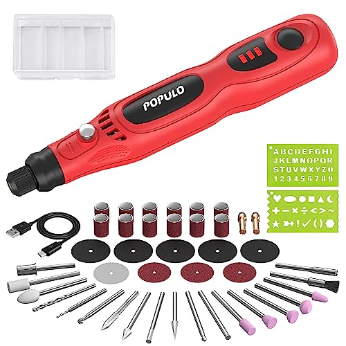 POPULO 4V Cordless Mini Rotary Tool Kit - 46pc Accessories, 15000 RPM, USB Charging, for Jewelry Polishing, Engraving, Grinding, Crafts