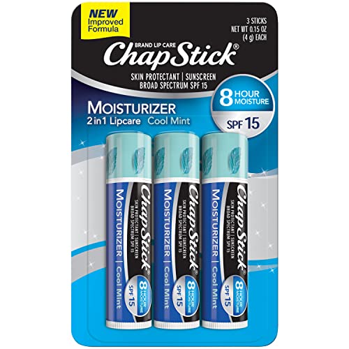ChapStick Moisturizer Cool Mint Lip Balm Tubes - 0.15 Oz (Pack of 3)