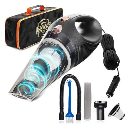 ThisWorx Car Vacuum Cleaner - Portable Handheld Mini Vacuum Cleaner W/ 16ft Cord, Bag, & Attachments - Small Vacuum for Car, RV, Boats, Travel - Car Accessories