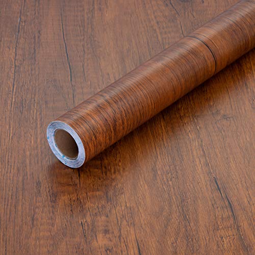 Peel and Stick Wood Grain Contact Paper 17.71' X 118' Brown Wooden Look Wallpaper Self-Adhesive Decorative Wood Wallpaper Removable Vinyl Film Easy to Apply for Old Furniture Kitchen Cabinets