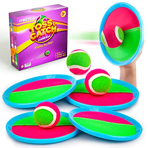 Qrooper Kids Toys Toss and Catch Game Set - Beach Toys Pool Toys Outdoor Toys for Kids Ages 4-8, Classic Outdoor Games, Beach Games, Yard Games for Kids Adults Family Outside Easter Gifts