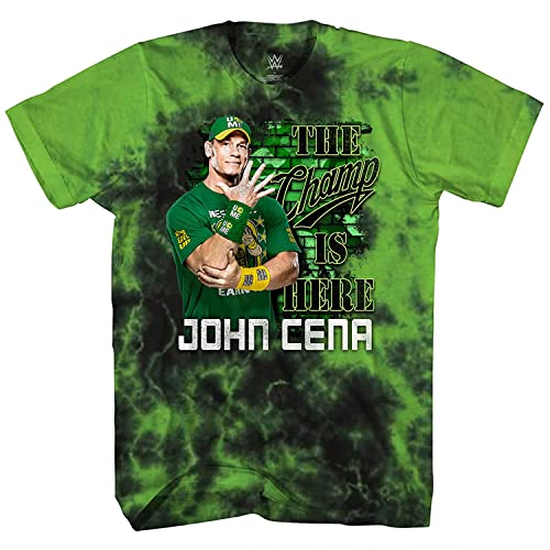 WWE Boys John Cena Shirt - Hustle, Loyalty & Respect Superstar Tee - World Wrestling Champion Tie Dye T-Shirt (Black Green Tie Dye, X-Small)