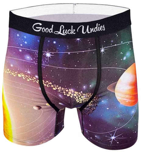 Good Luck Undies Men's Solar System Boxer Brief Underwear, Medium