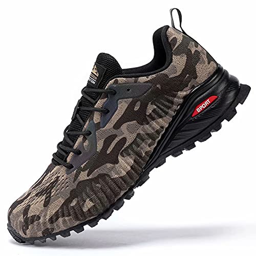 Kricely Men's Trail Running Shoes Fashion Hiking Sneakers for Men Camo Tennis Cross Training Shoe Mens Casual Outdoor Walking Footwear Size 11