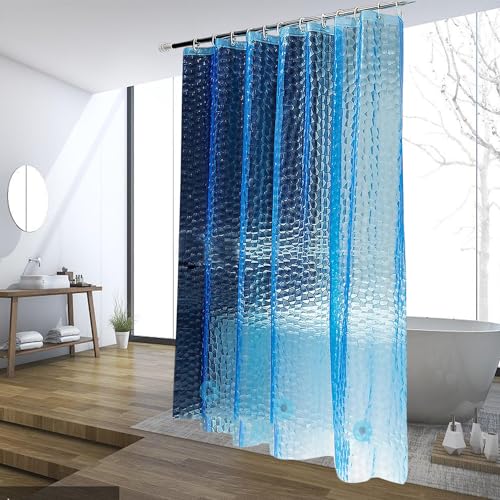 jssablo Blue Shower Curtain Liner, 100% Waterproof EVA 3D Shower Curtains with 3 Duty Heavy Bottom Magnets and 12 Rust Proof Grommets, 72x72 Weighted Shower Liner for Shower Stall, Bathtubs