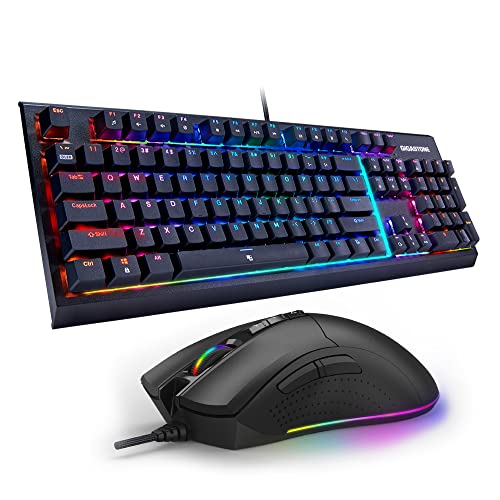 Gigastone Gaming Mouse 16000 DPI and RGB Brown Switch Gaming Keyboard 104 Keys