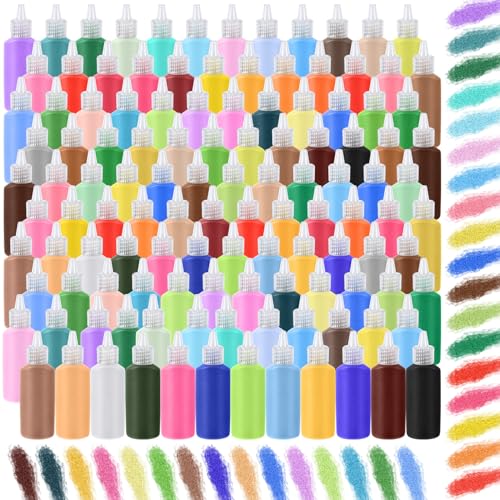 Wettarn 60 Pcs Colored Art Sand 1.25 oz Colored Sand Art Kits Sand Art Bottles for Painting Kids DIY Drawing School Favor Wedding Decoration Vase Glass Crafty Collection