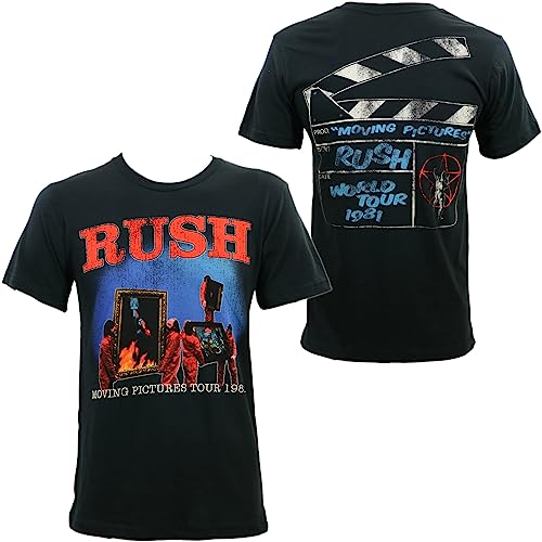 MERCH2ROCK Rush Men's Moving Pictures 1981 Tour Slim Fit T-Shirt Large | Officially Licensed Merchandise Black