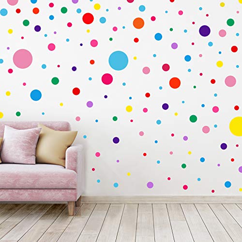 Zonon 264 Pieces Polka Dots Wall Sticker Circle Wall Decal for Kids Bedroom Living Room, Classroom, Playroom Decor Removable Vinyl Wall Stickers Dots Wall Decals(12 Colors)