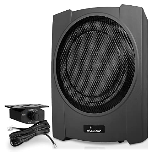 10-Inch Low-Profile Amplified Subwoofer System - 900 Watt Compact Enclosed Active Underseat Car Audio Subwoofer with Built in Amp, Powered Car Subwoofer w/ Low & High Level Inputs - Pyle SBA10A.5