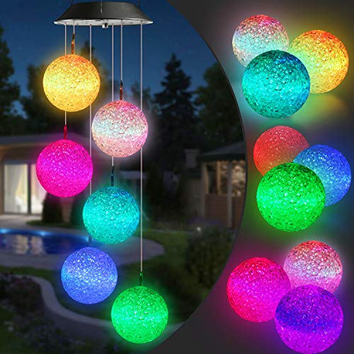 Toodour Solar Wind Chime, Color Changing Ball Wind Chimes, LED Decorative Mobile, Gifts for Mom, Waterproof Outdoor Solar Lights for Garden, Patio, Party, Yard, Window, Outdoor Decorations