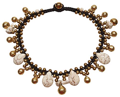 Infinityee888 Howlite Anklet Drop Handmade Brass Bead Bell Ankle Bracelet for women KAN-H01