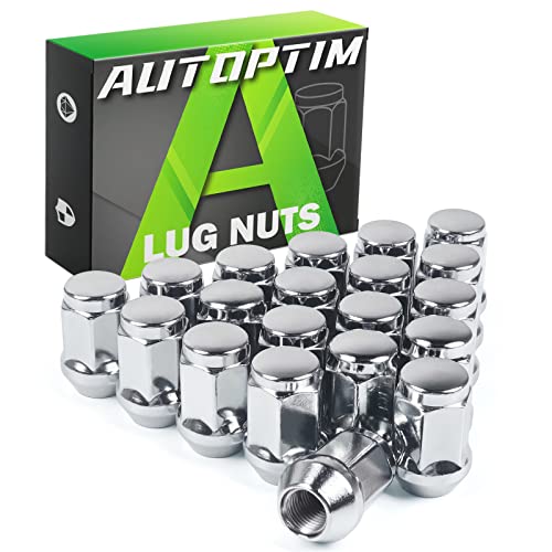 AUTOPTIM M12x1.5 Lug Nuts - Replacement for 2000-2018 Ford Focus, 2001-2023 Escape, 2006-2020 Fusion, 2011-2022 Mazda CX-5 Aftermarket Wheel, 2003-2021 Mazda 3, 3/4”19mm Hex 20PCS Chrome Short Nut