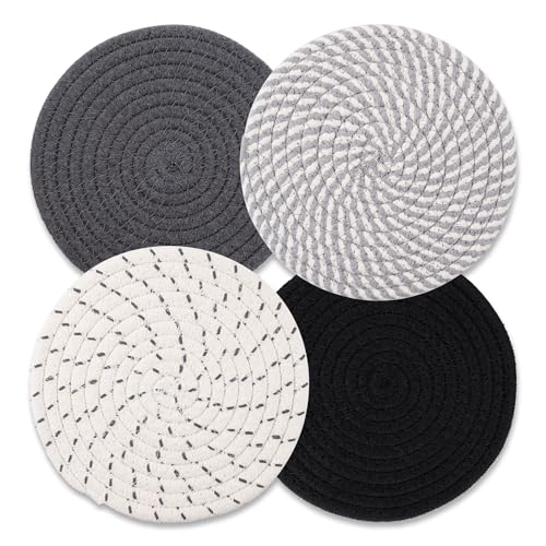 Trivets for Hot Dishes, Hot Pads for Kitchen, 7'' Trivets for Hot Pots and Pans, Pot Holders for Kitchen, Pot Holders Heat Resistant 4-Pcs, Trivets for Table, Kitchen Essentials for New Home