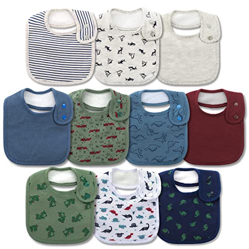 Hakochia Baby Bibs Organic Cotton Soft Absorbent Baby Bandana Drool Bibs With Adjustable Snaps for Boys Teething and Drooling 3-36 Months