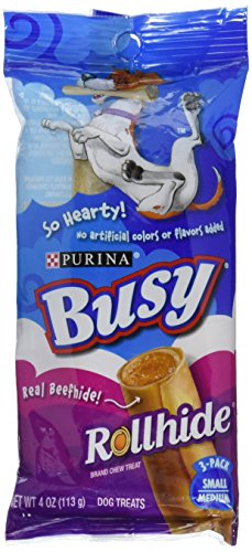 Purina Busy Rollhide Beef, Small/Medium 4 Ounce, 3 ct (Pack of 1)